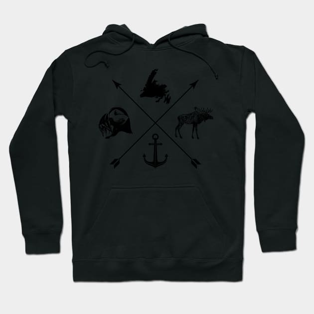 Moose Puffin Anchor || Newfoundland and Labrador || Gifts || Souvenirs || Clothing Hoodie by SaltWaterOre